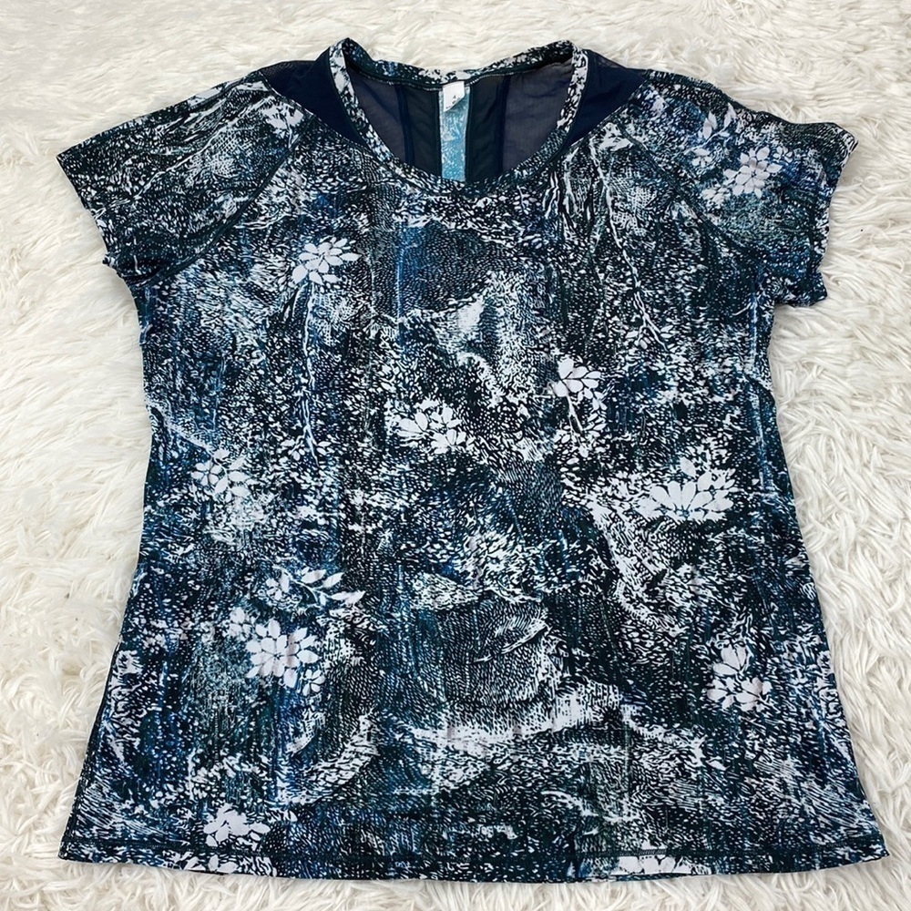 Lululemon Seek The Heat Short Sleeve Wildwood White Multi / Nocturnal Teal